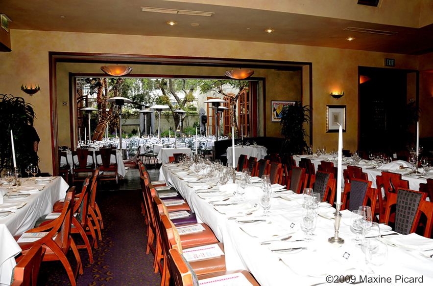 The dining room and patio of Spago Beverly Hills.