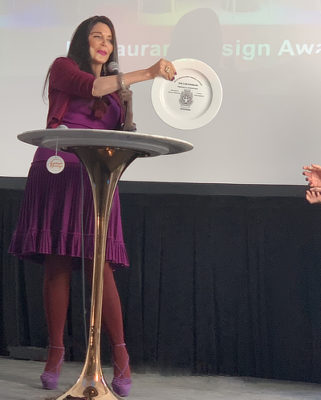Barbara Lazaroff presenting the AIA|LA Restaurant Design Awards 2019