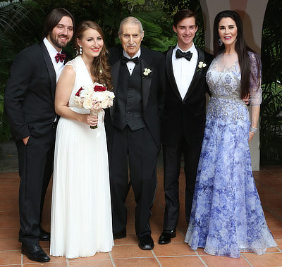 Barbara Lazaroff with her son Byron, father, son Cameron and new wife Kate at their wedding
