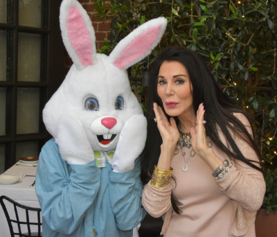 Barbara Lazaroff and the Easter Bunny at Spago